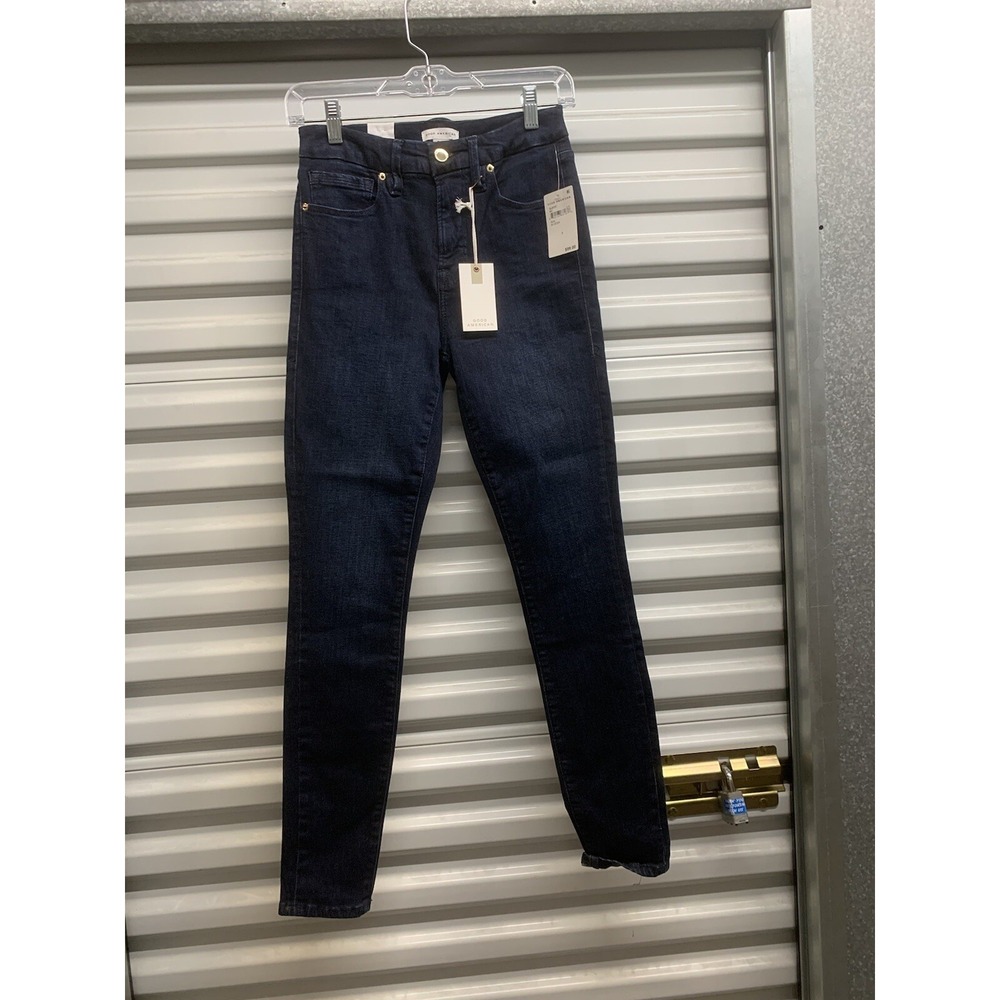 NWT Good American GOOD LEGS SKINNY JEANS GL873T1 BLUE 2/26 Inseam 28"